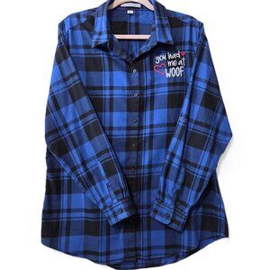 Port Authority Long Sleeve Button Up Plaid Flannel "Woof" Size XL